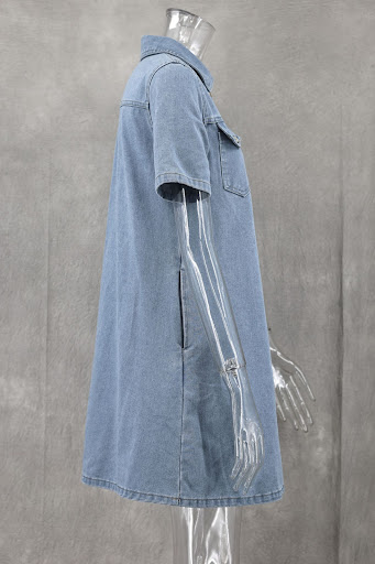 Title 7, Blue Washed Short Sleeve Womens Denim Dress