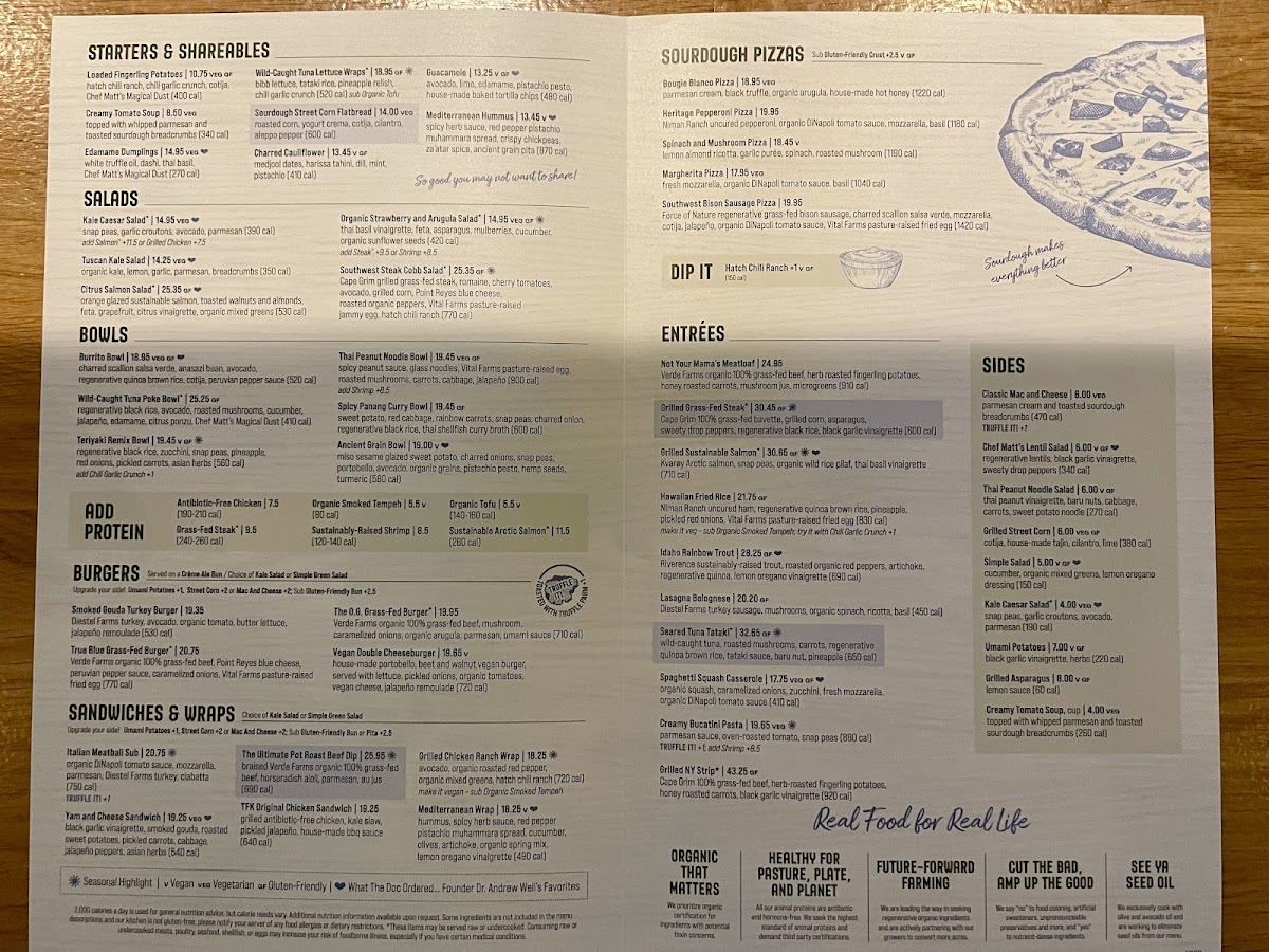 True Food Kitchen gluten-free menu