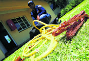 A cop displays stolen copper. File picture