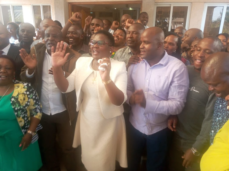 Meru governor and MCAs sing a song together after making peace on Monday, February 20, 2023