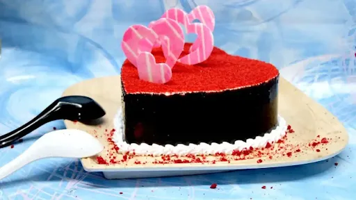 Chocolate Red Velvet Heart Shape Cake