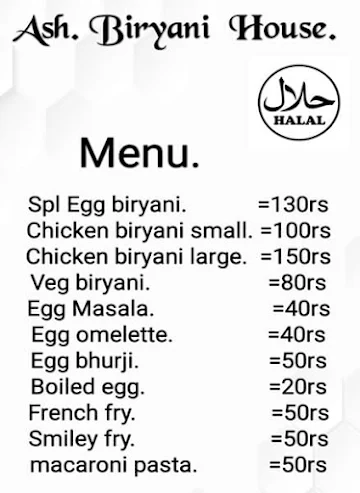 Ash Biryani House menu 