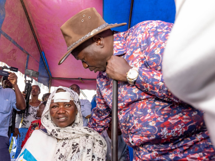 Deputy President Rigathi Gachagua accompanied by other leaders when he visited Mai Mahiu landslide victims on April 29, 2024.