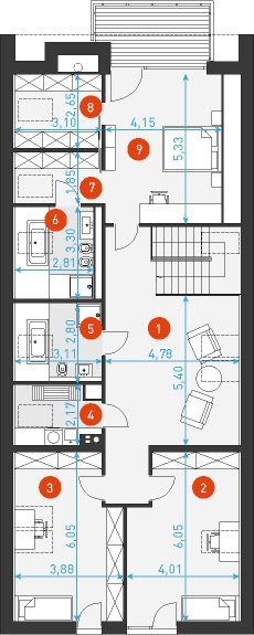 Zdjęcie rzutu Rzut poddasza - wymiary szczegółowe projektu domu