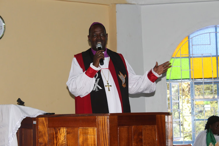 Anglican Archbishop Jackson Ole Sapit at Kahuro ACK church in Murang'a on February 4, 2018.