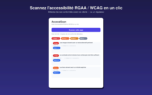 AccessiScan — Rapports complets d’accessibilité web screenshot 1