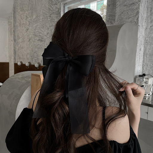 Title 1, Black Veil Bowknot Spring Clip Back Head Hair C...