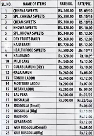 Kolkata Sweets menu 1