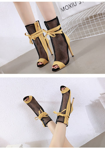 Title 3, Mesh color matching fish mouth stiletto sandals...