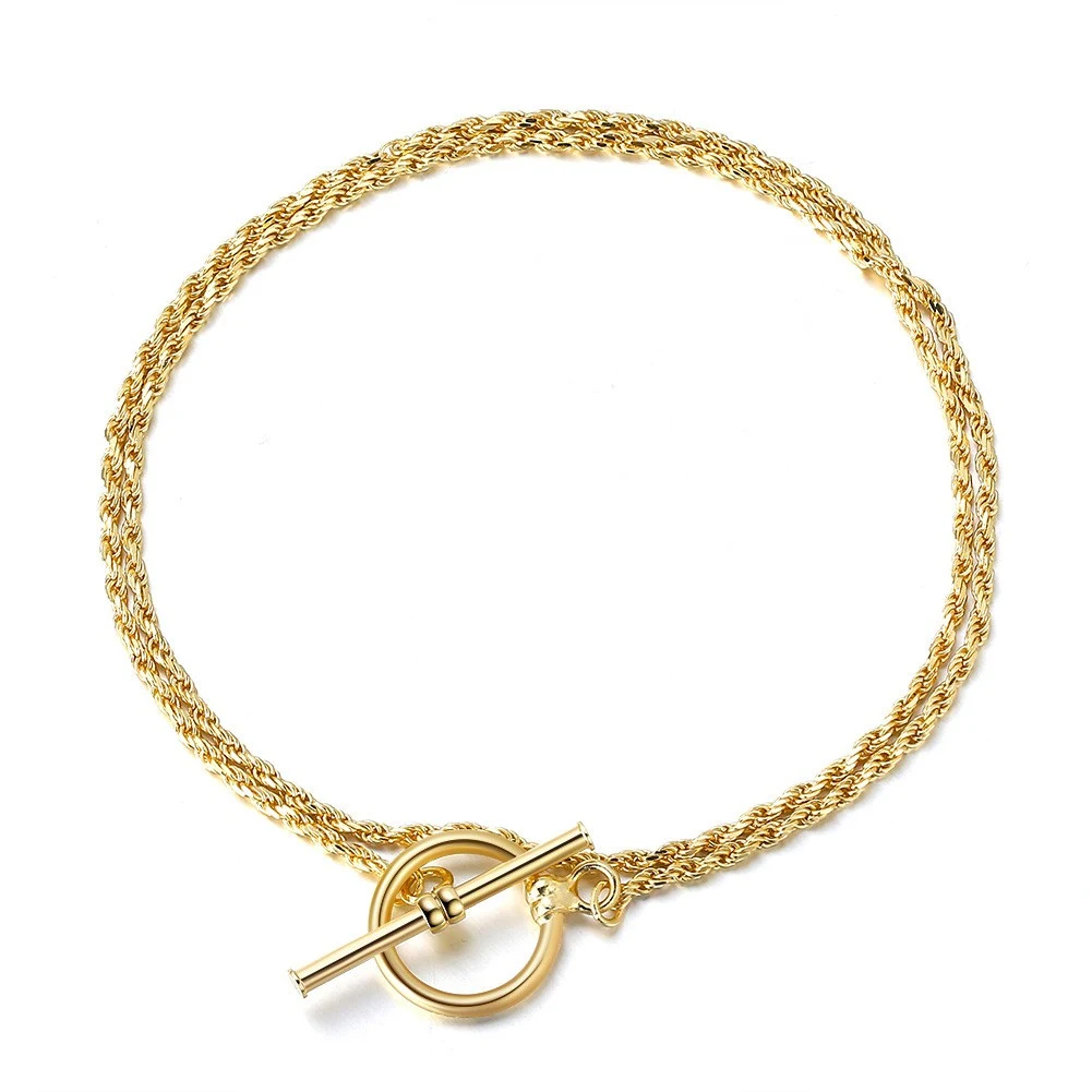 Title 1, Bracelet chaîne torsadé en pâte frite avec diam...