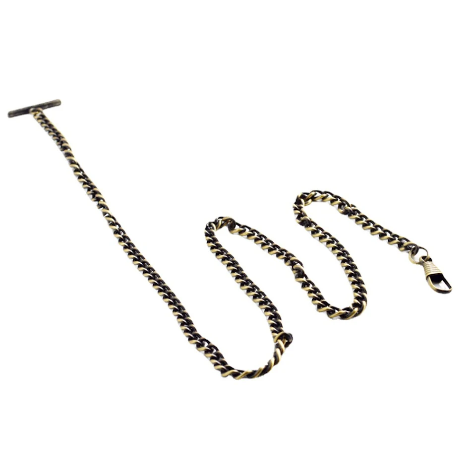 Corrente longa em T para relógio de bolso, ferro resistente, ornamento de roupa, adiciona um toque vintage elegante ao seu visual.