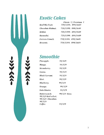 Aa Infinity The Dessert House menu 