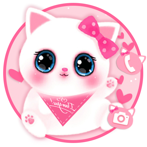 Adorable Pink Cat Themes HD Wallpapers 3D icons