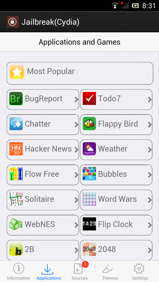 Jailbreak (Cydia) Screen 3