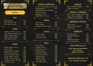 Malini's Health Kitchen menu 