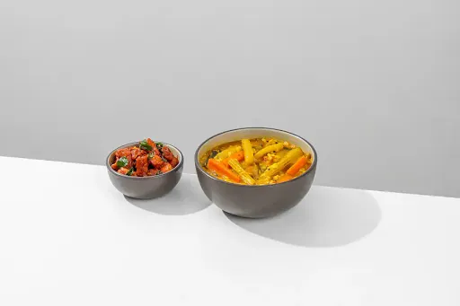 Sambar Annam With Chicken 65 ( Sambar Rice Bowl With Chicken 65)