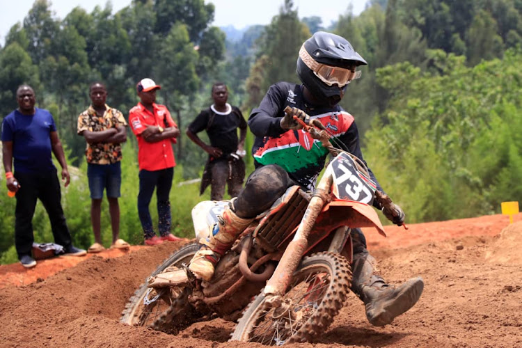 Alex Kandie of Kenya in action at BUSIIKE racetrack in Uganda