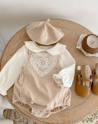 Chemise à col et bas, dentelle, pan - 0