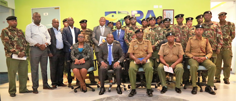 EPRA director general Daniel Kiptoo Bargoria with multiagency officers on January 18, 2023