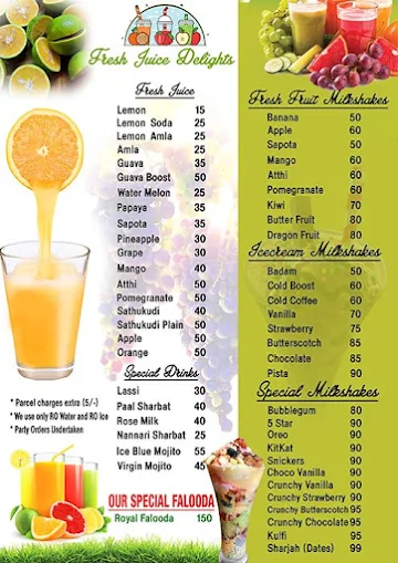 Fresh Juice Delights menu 