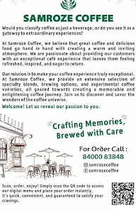 Samroze Coffee menu 1