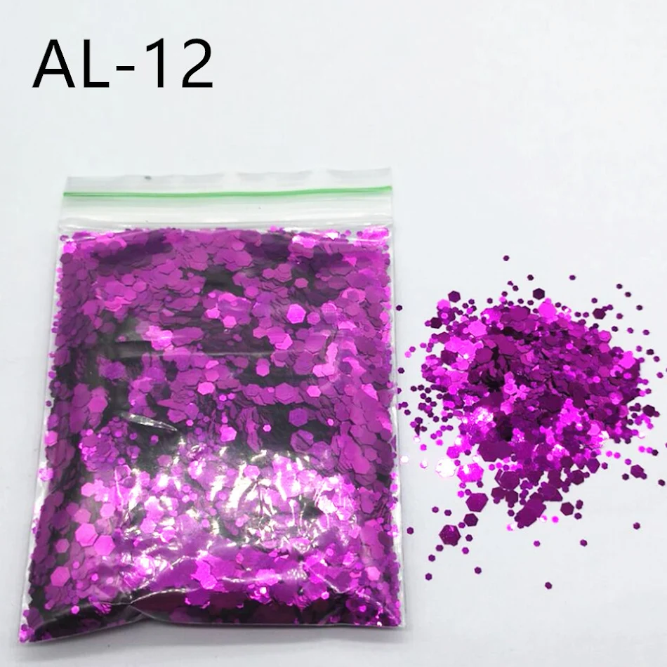 10g grote nail art pailletten, gemengde glitter en glinsterpoeder. Creëer oogverblindende en gepersonaliseerde nagelkunst voor elke gelegenheid.