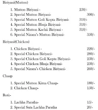 Nizam's Biriyani House menu 1