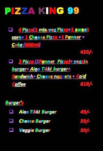 Pizza King 99 menu 