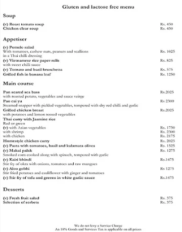 Threesixtyone Degrees - The Oberoi menu 