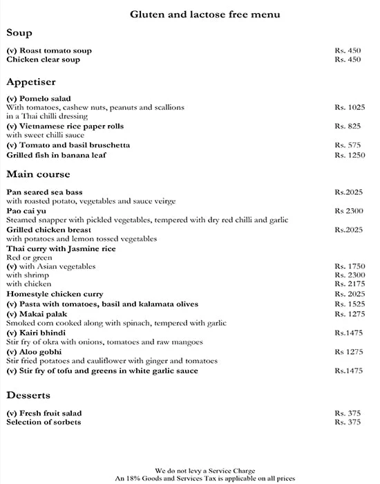 Threesixtyone Degrees - The Oberoi menu 