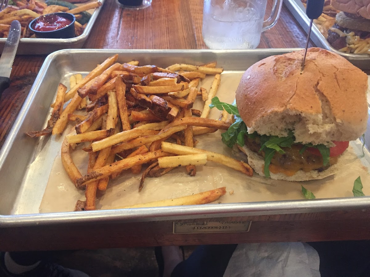 Venison (deer) burger with gluten free bun and the fries had a hint of fresh rosemary which turned out to be pretty tasty!