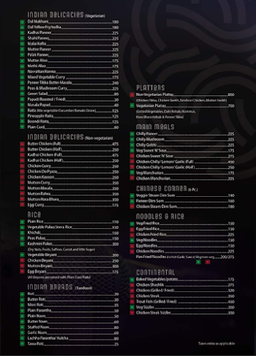 Kapital Lounge menu 