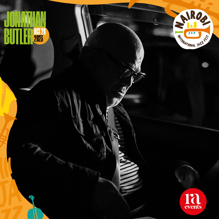 South African singer-songwriter and guitarist Jonathan Butler at JKIA, Nairobi on October 27, 2023