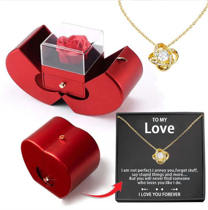 Mode Sieradendoos Rode Appel Kerstcadeau Ketting Eeuwige Roos Voor Meisje Moederdag Valentijnsdag Cadeaus Met Arti