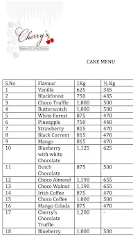 Cherry's Bakery & Confectionary menu 2