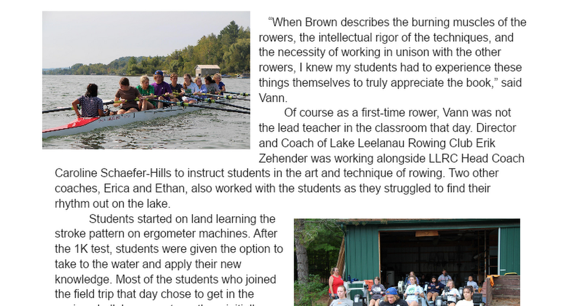 The Boys in the Boat - Newsletter Write-up from Field Trip