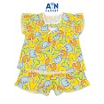 Bộ Quần Áo Ngắn Bé Gái Họa Tiết Chữ Cute Vàng Cotton - Aicdbgx4Hznx - Ain Closet