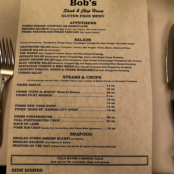 Bob's Steak & Chop House Gluten-Free - Grapevine - 2023