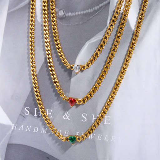 Title 8, Heavy Industry Cuban Chain Love Necklace. A dur...