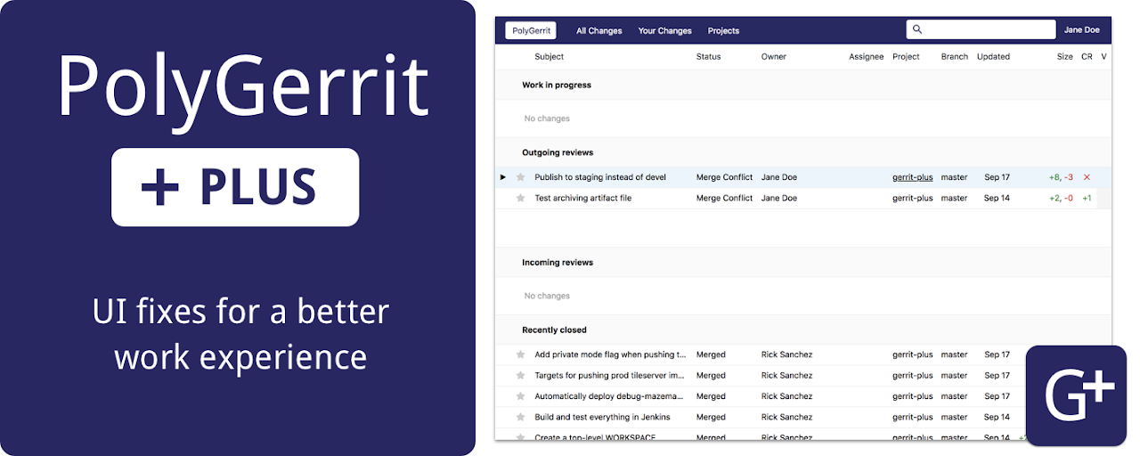 Gerrit Plus - UI fixes for PolyGerrit UI Preview image 2