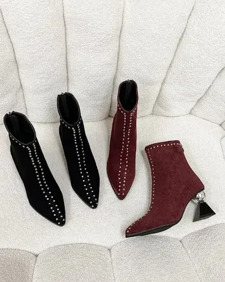 2024 Shallow Spring Autumn Women Ankle Boots Punk Pointed... - 2