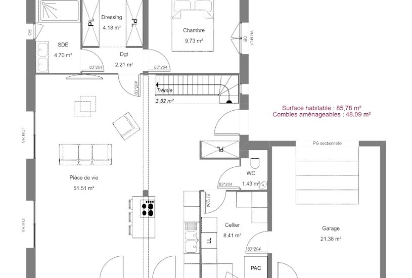  Vente Terrain + Maison - Terrain : 668m² - Maison : 85m² à La Croix-en-Touraine (37150) 