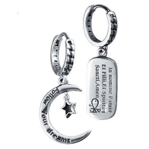 Title 1, Pendientes de plata de ley estrella y luna meda...