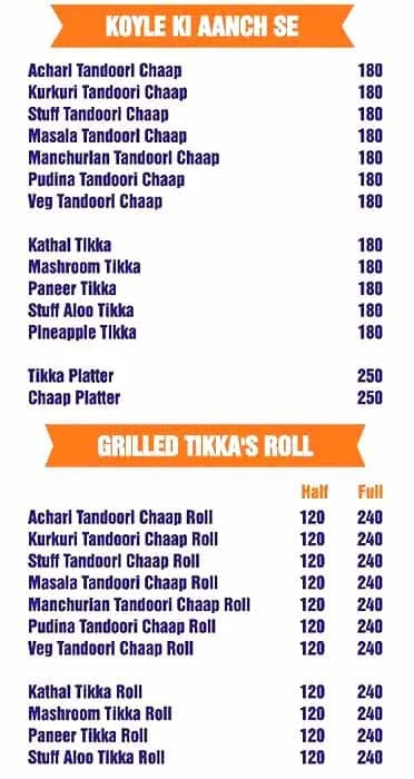 Chatori Dilli menu 