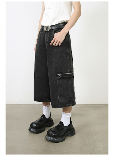 Title 4, Shorts cargo de mezclilla holgados estilo hip-h...