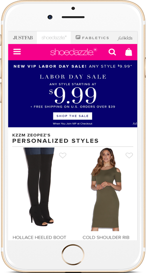 Android application Shoedazzle - Justfab &amp; Fabeltics screenshort