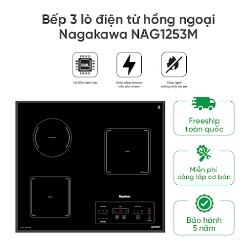 Bếp 3 lò điện từ hồng ngoại Nagakawa NAG1253M