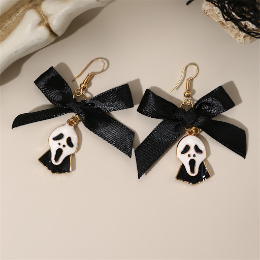 Title 4, Bowknot Ribbon Pumpkin Head Earrings Halloween ...