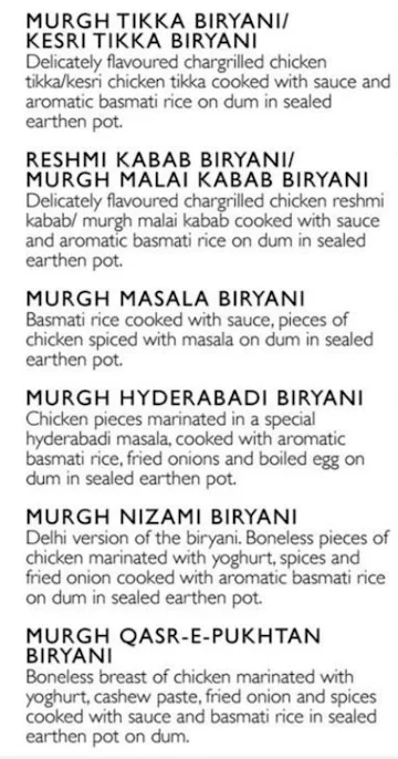 Biryani A Khas menu 