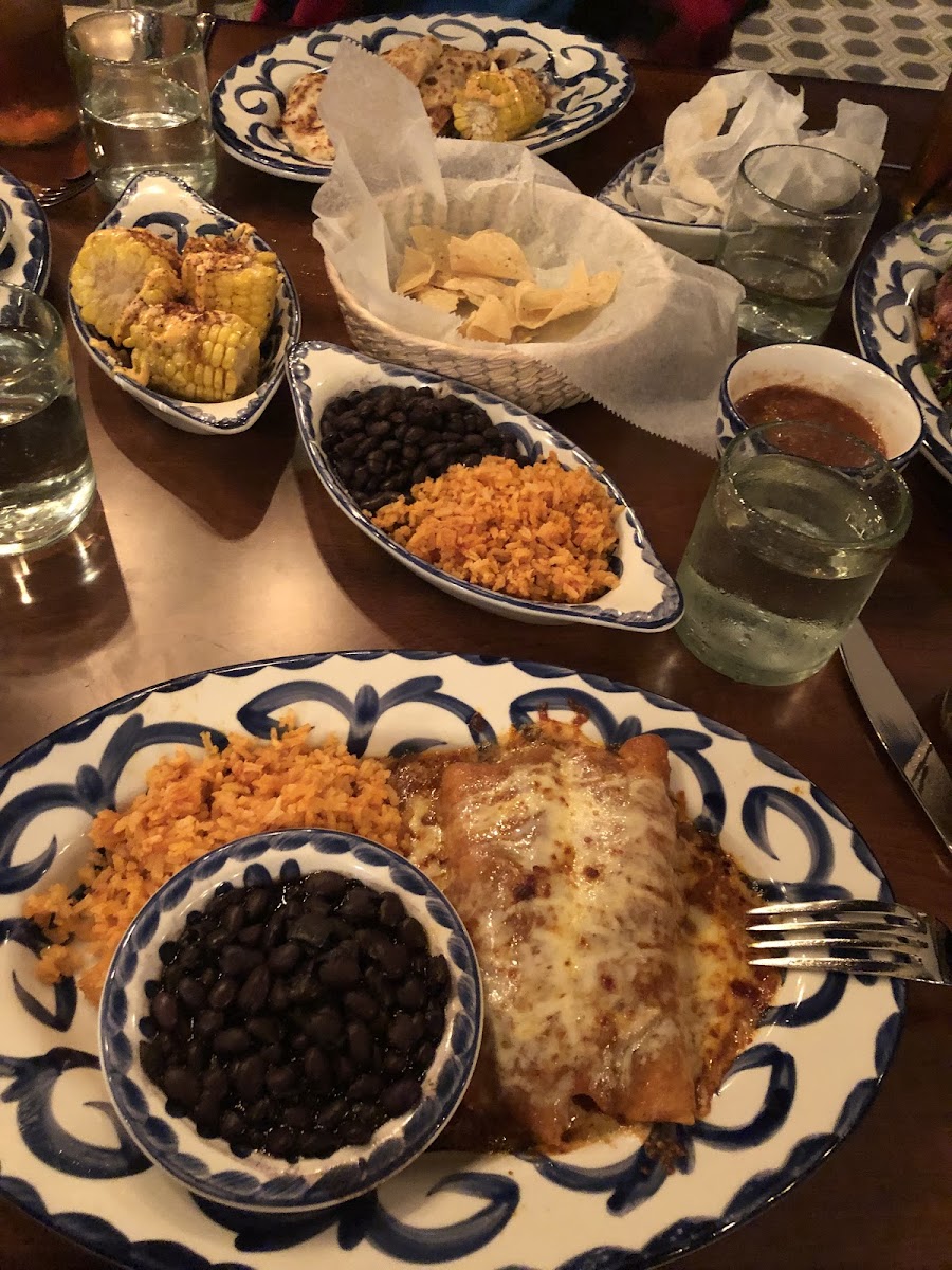 Enchiladas with some sides